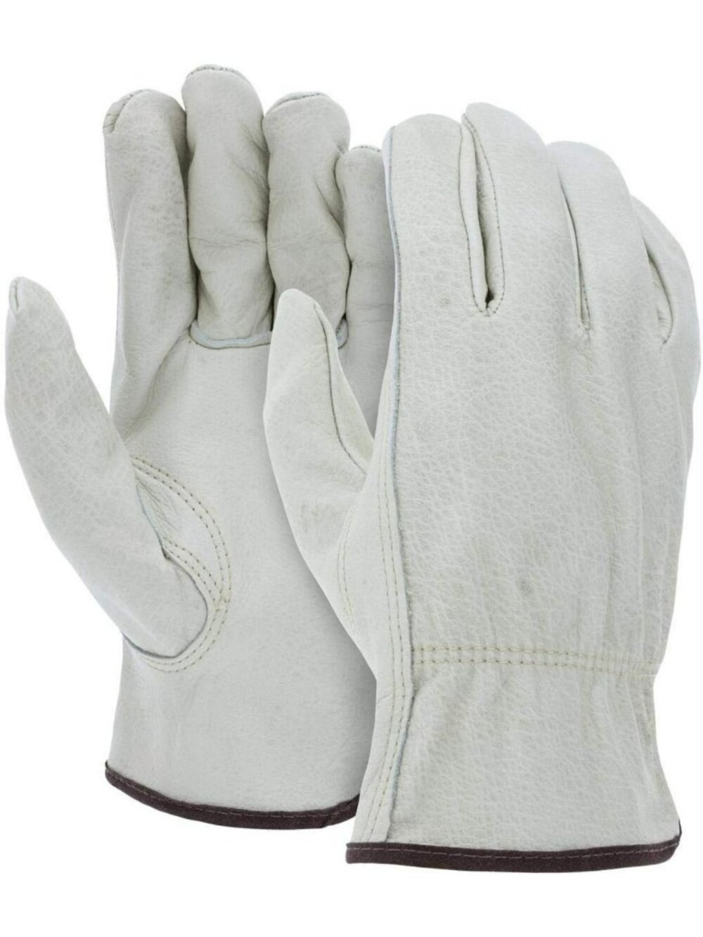 12 Pairs Heavy Duty Cowhide Leather Work Gloves for Driving, Warehouse